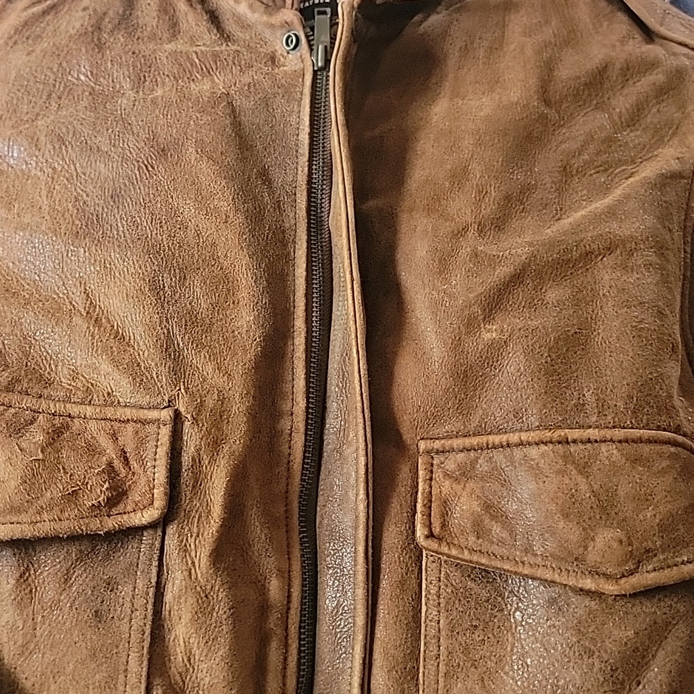 Vtg Wilsons Brown  Leather Bomber Jacket Sz L - Picture 10 of 11